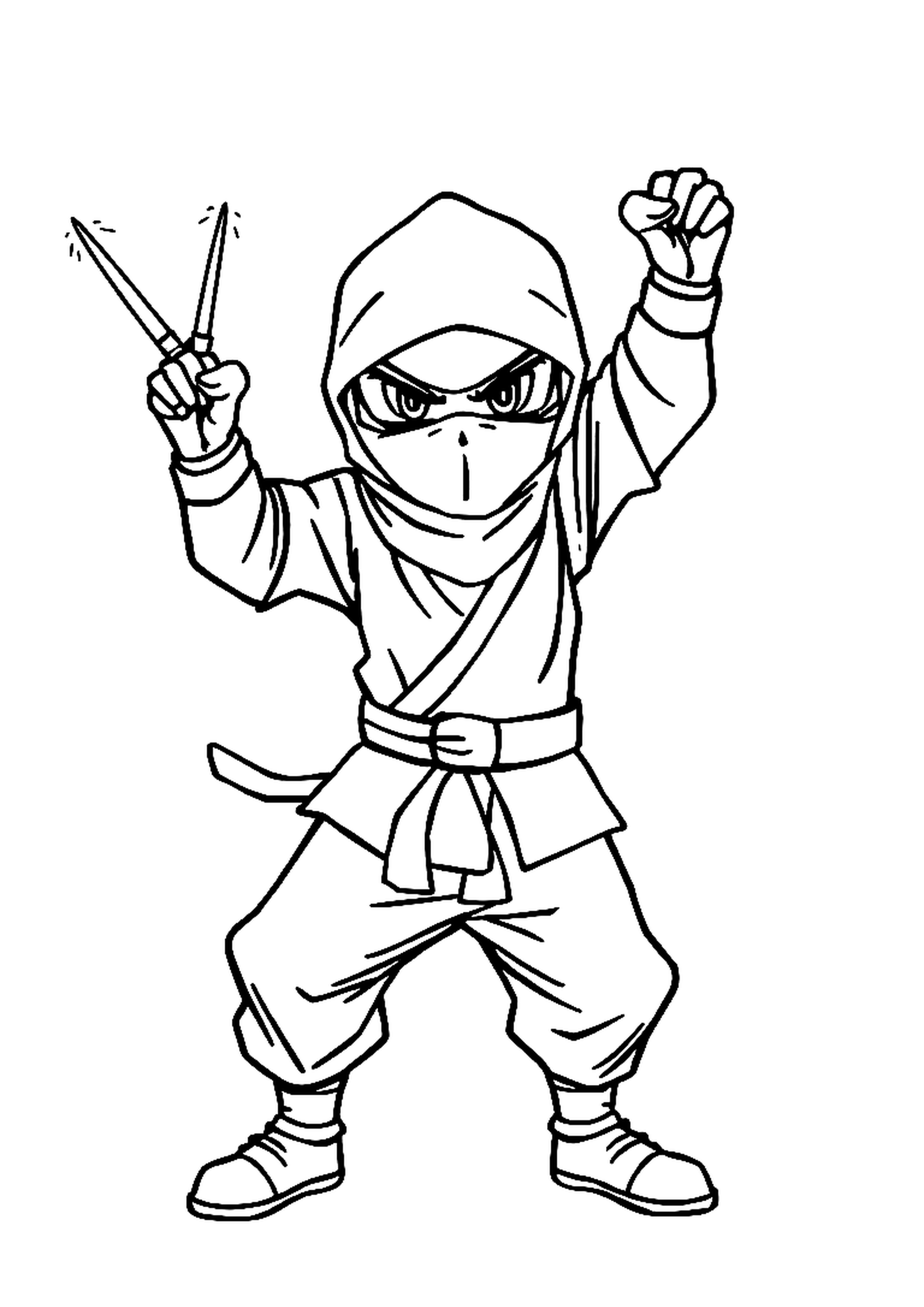 Ninja in a fighting pose holding a sword