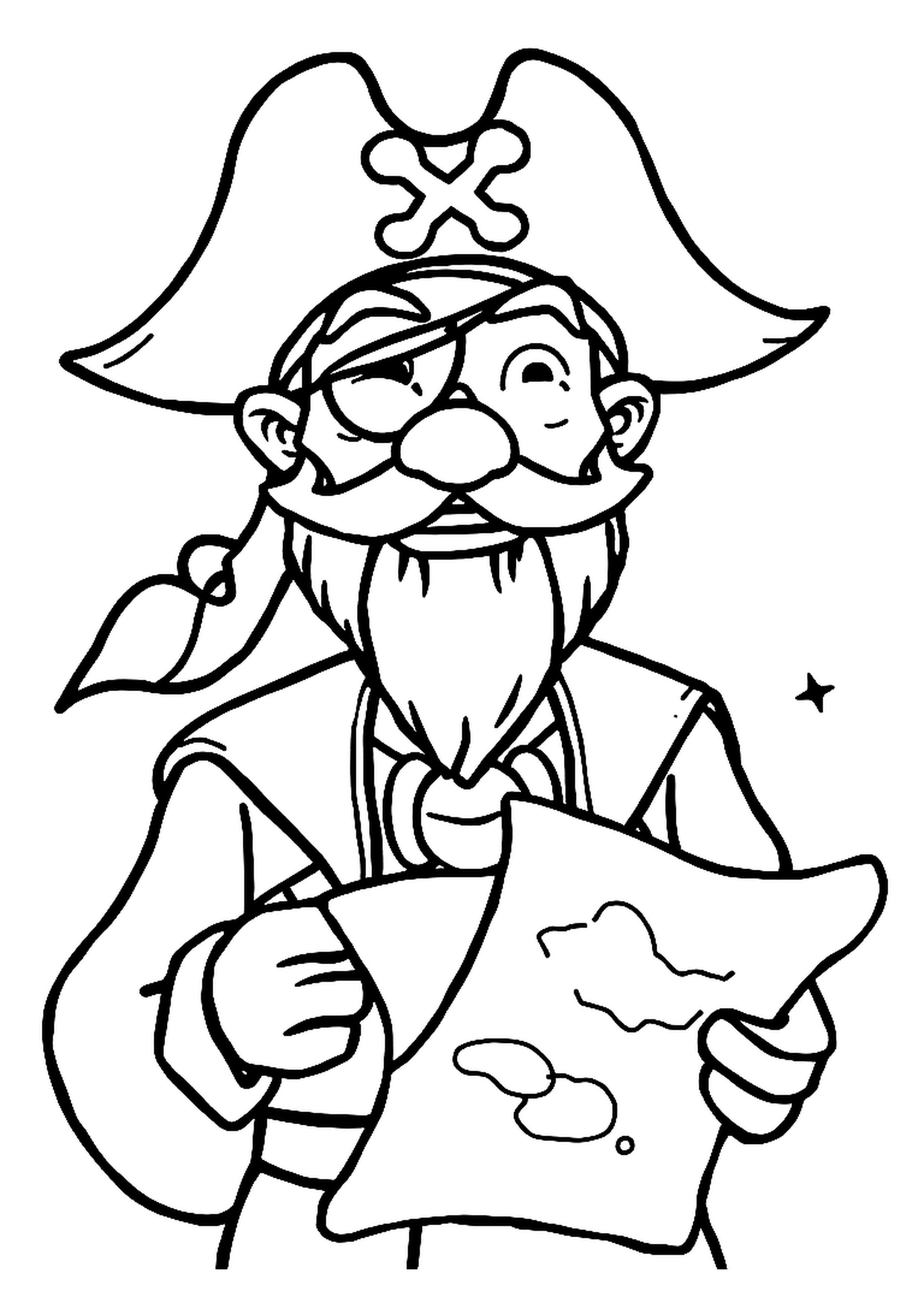 Pirate captain with an eyepatch, hat, and parrot on his shoulder