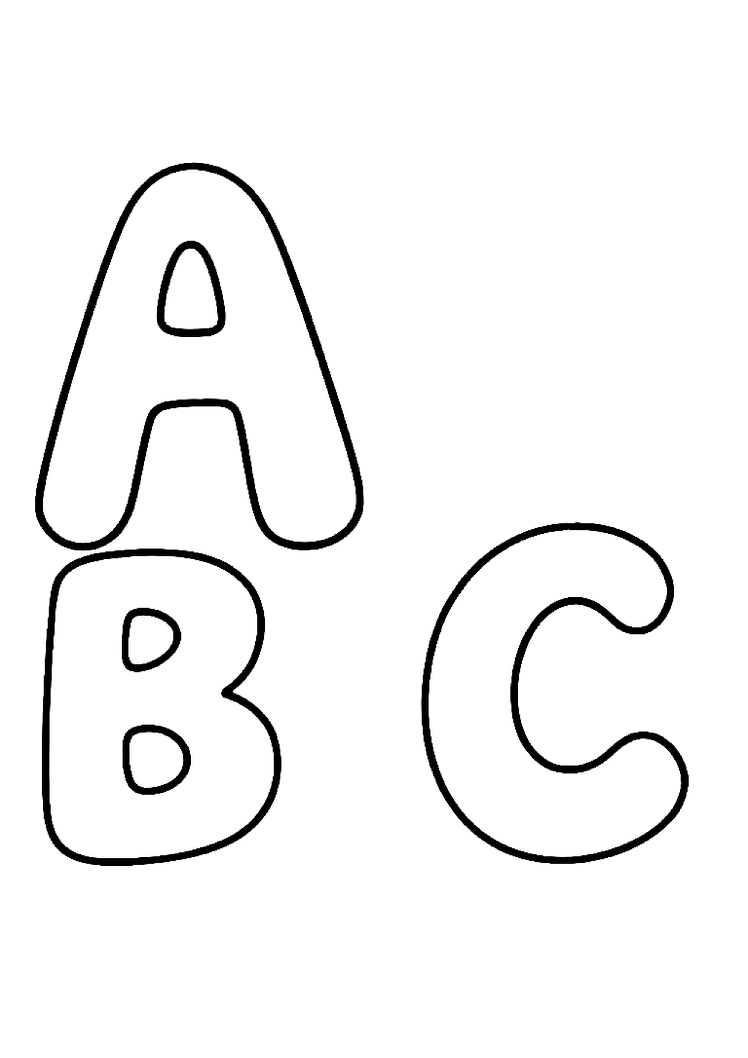 Letters A, B, and C with matching pictures of an apple, ball, and cat