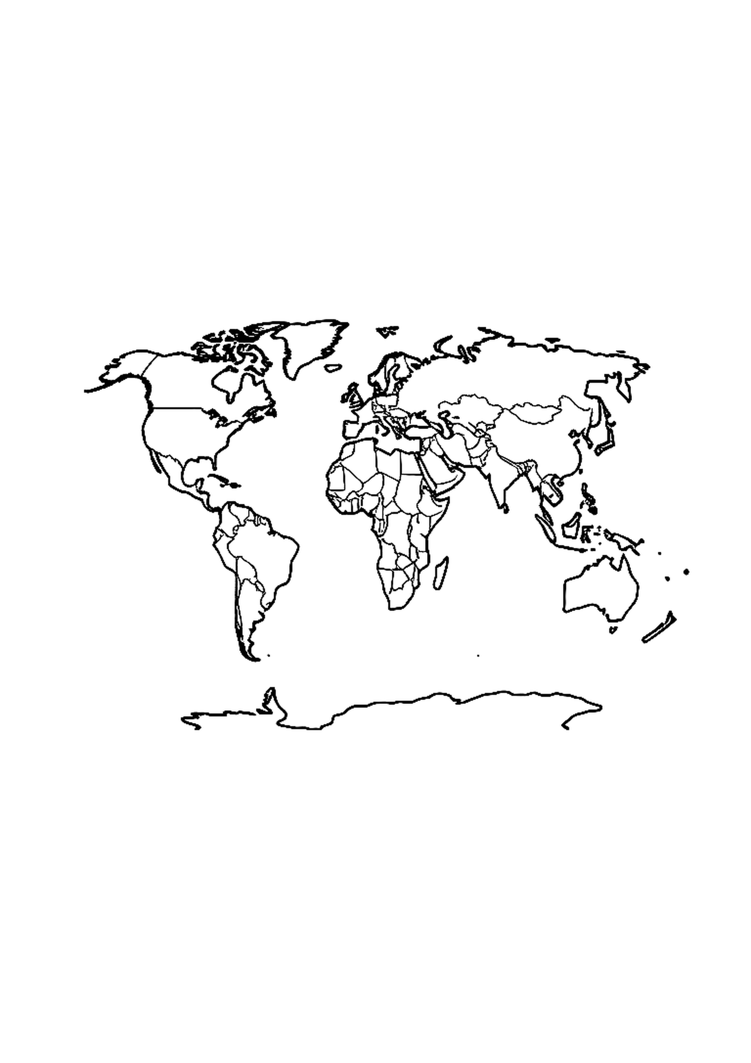World map showing all seven continents