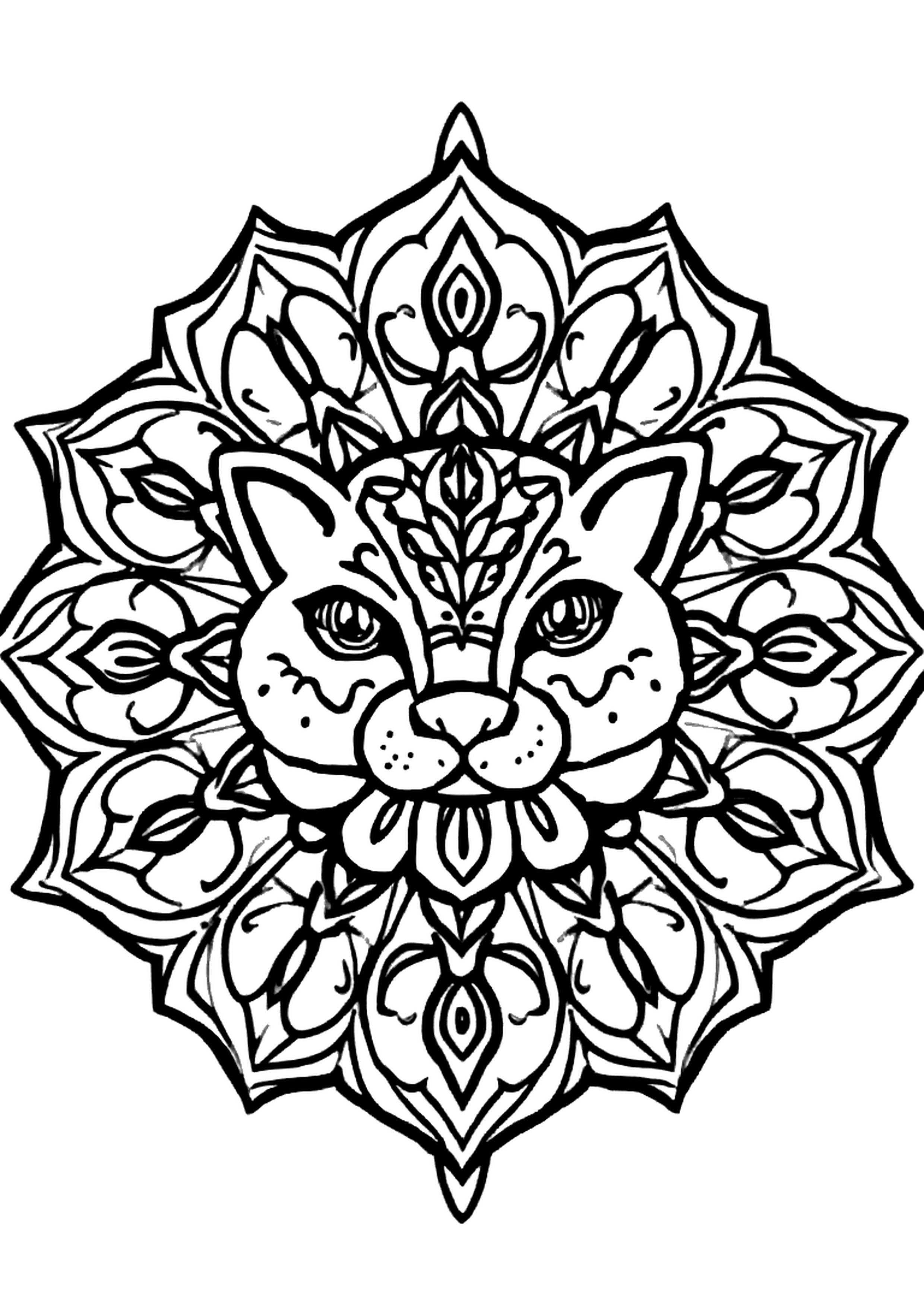 Intricate mandala with animal and nature motifs woven together