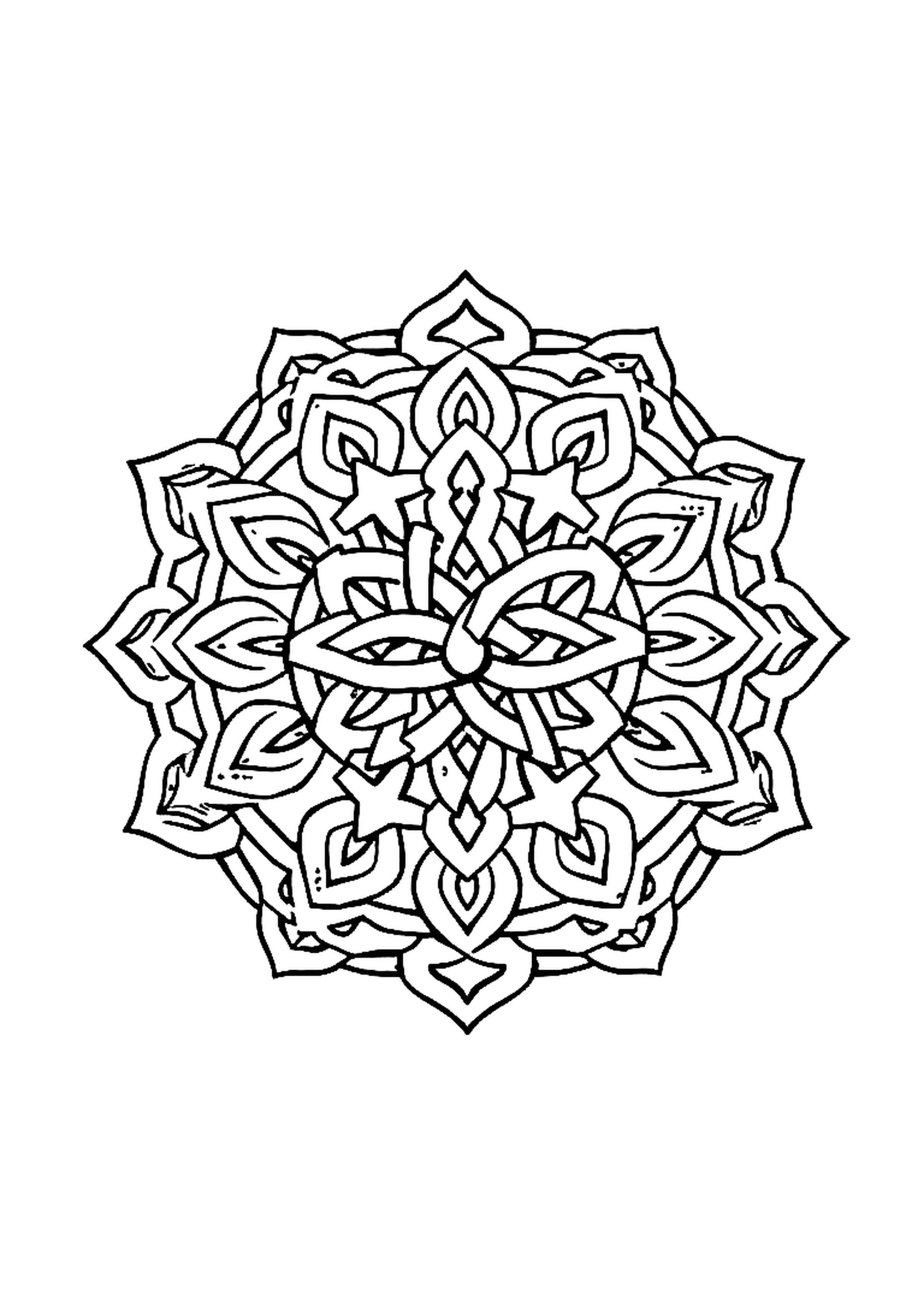 Celtic knot mandala with interlocking woven lines