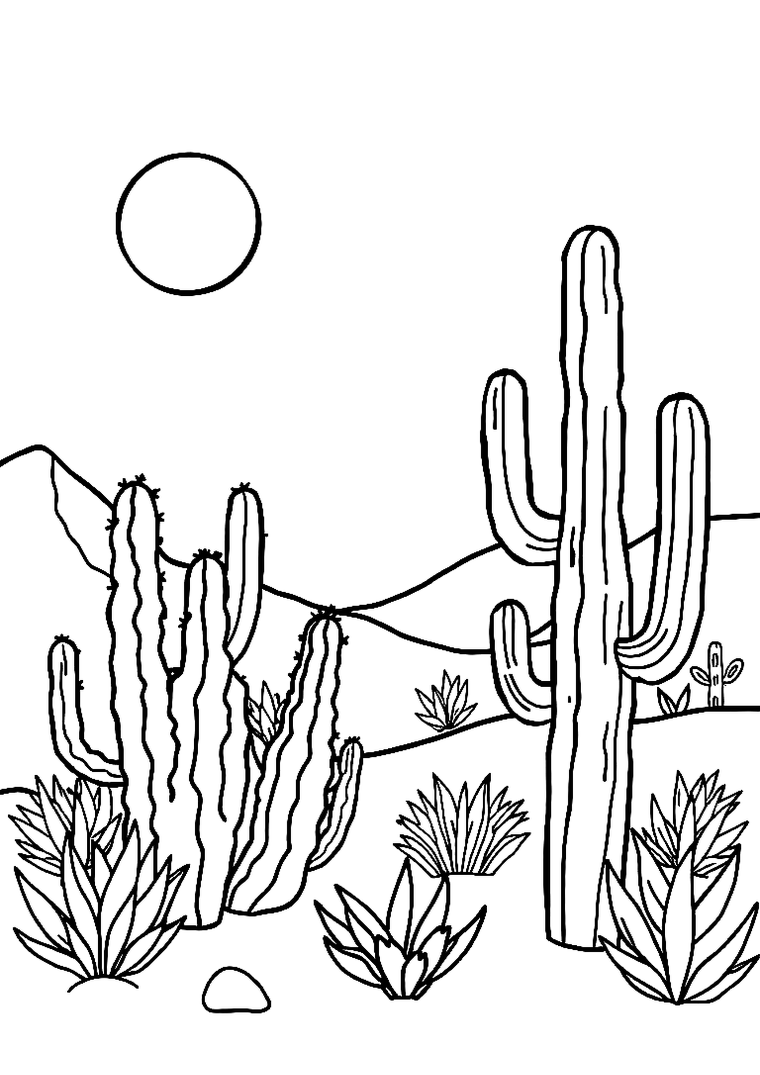 Tall cactus standing in a sunny desert landscape