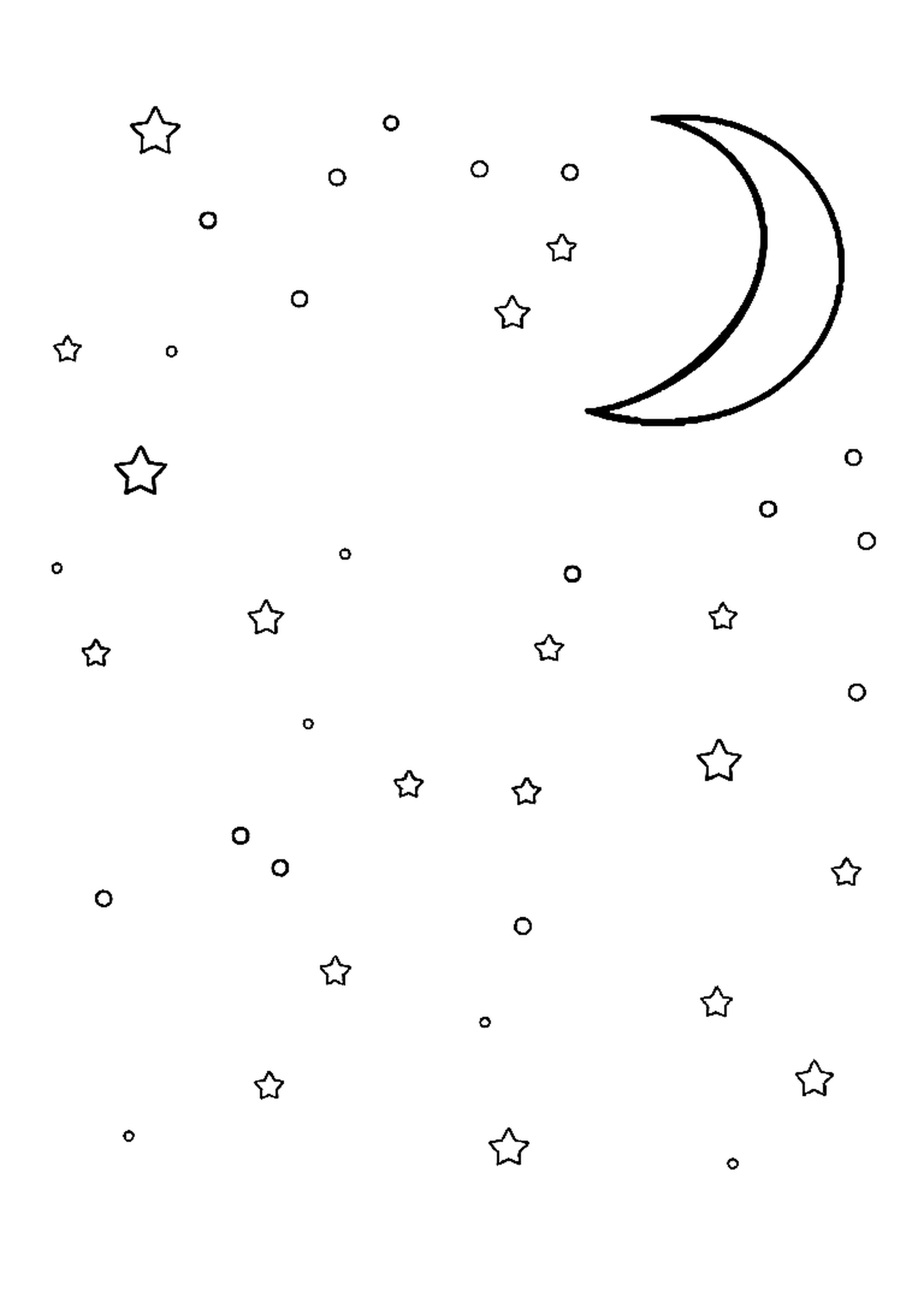 Night sky full of stars and a crescent moon