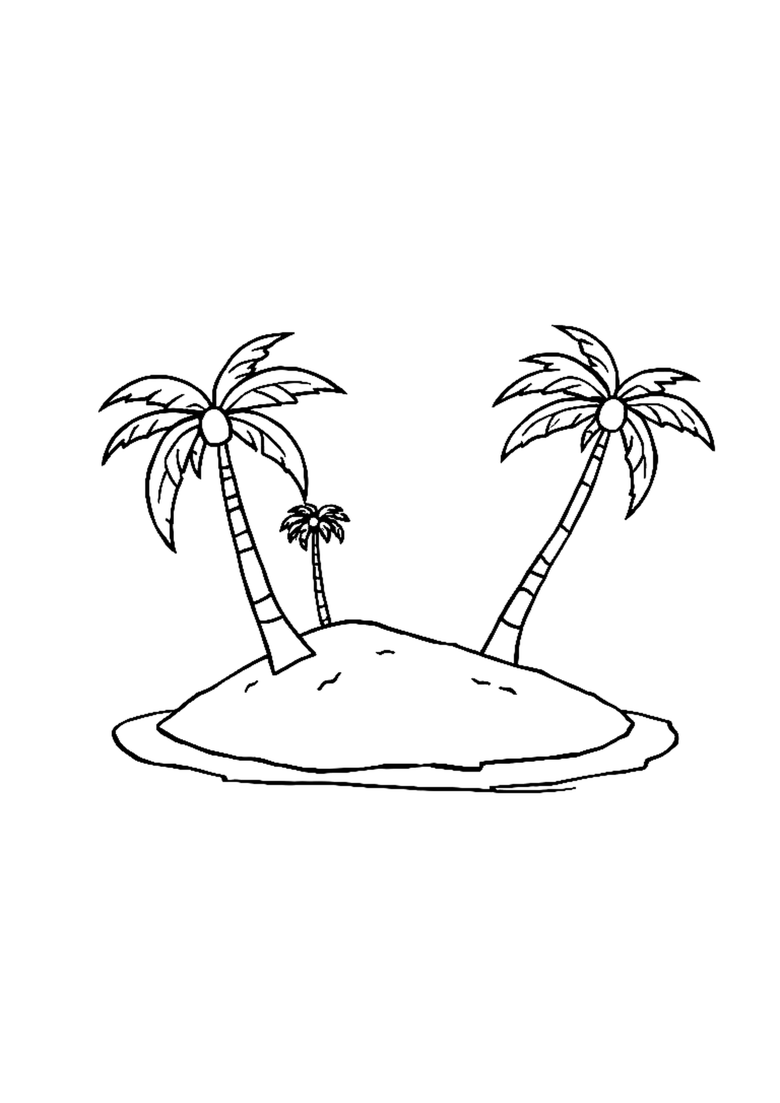 Tropical island with palm trees, white sand, and clear water